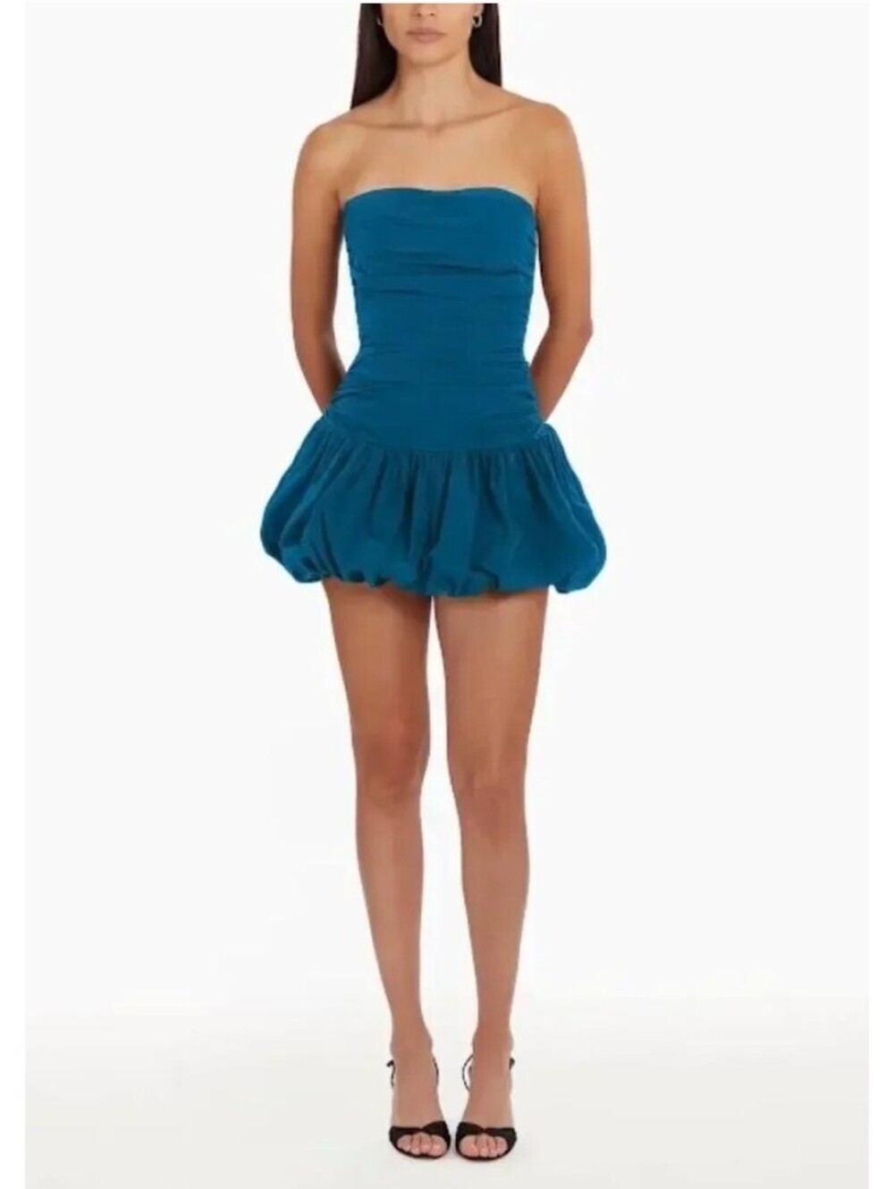 Amanda Uprichard Rendezvous Bubble Mini Dress Teal Rhapsody S NWT
